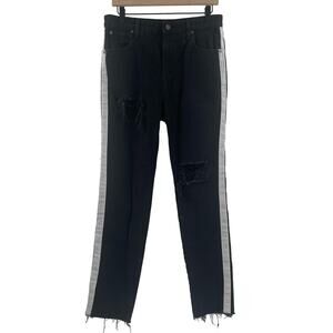 HALE Jeans Denim Size 29 Size Naia High Rise Straight Leg Side Stripes Raven